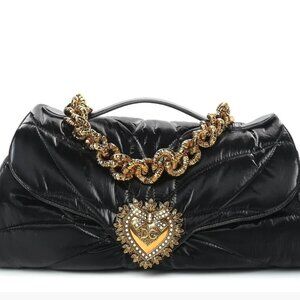 DOLCE & GABANNA NYLON DEVOTION SHOULDER BAG BLACK